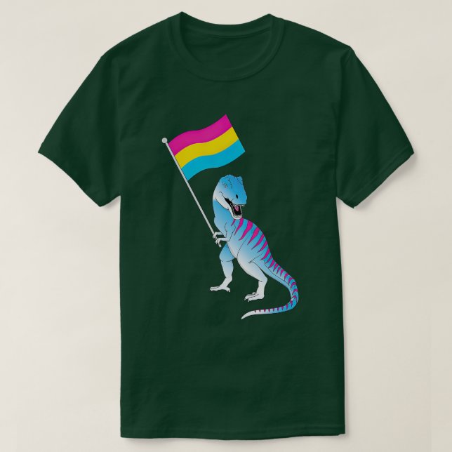 T-shirt Pansexual Flag Dinosaur Pride LGBQIA Nonbinary Gen (Design devant)