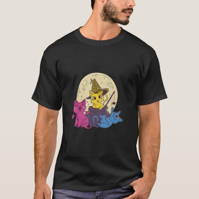 T-shirt Pansexual Halloween Chat costume sorcière Kitty LG (Devant)