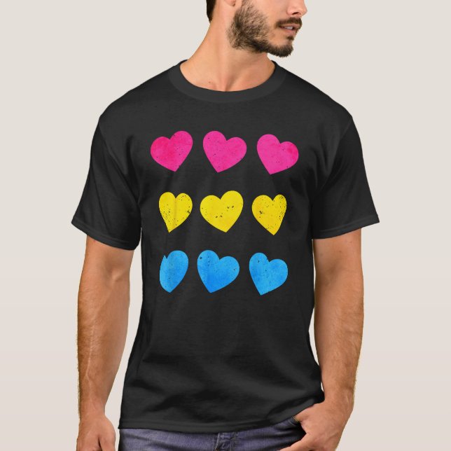 T-shirt Pansexual Pride Pan Coeurs Drapeau subtil LGBTQ (Devant)