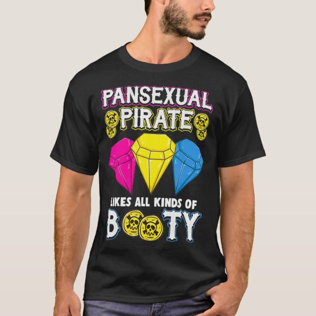 T-shirt Pansexual Pride Pan Rights Gay Pirate Boty LGBTQ  (Devant)