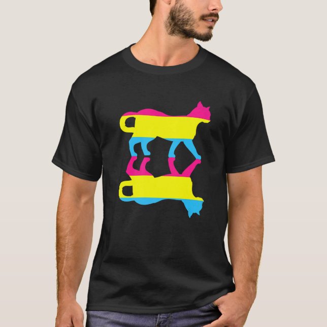 T-shirt Pansexualité Drapeau Animal Chat Droits de l'Homme (Devant)