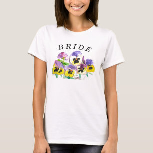 T-shirt Pansies de la tribu des mariées Floral Vintage fil