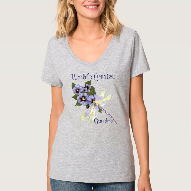 T-shirt Pansies et libellules (Devant)