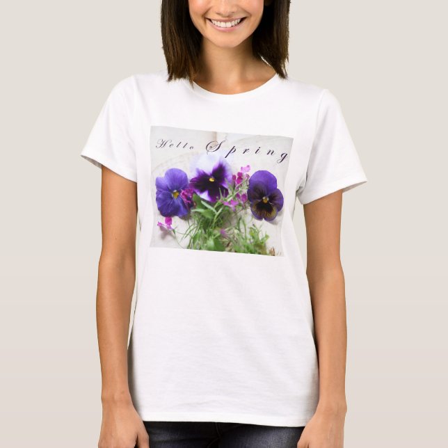 T-shirt Pansies, lobélie sur l'ancienne écriture (Devant)