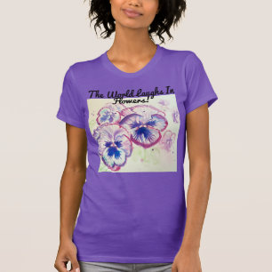T-shirt Pansies Pansy Purple Aquarelle Fleur Floral Rose