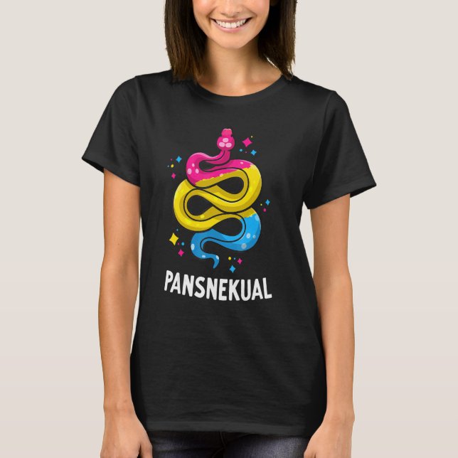 T-shirt Pansnekual Pansexual Pride Snake Pan Couleur drape (Devant)