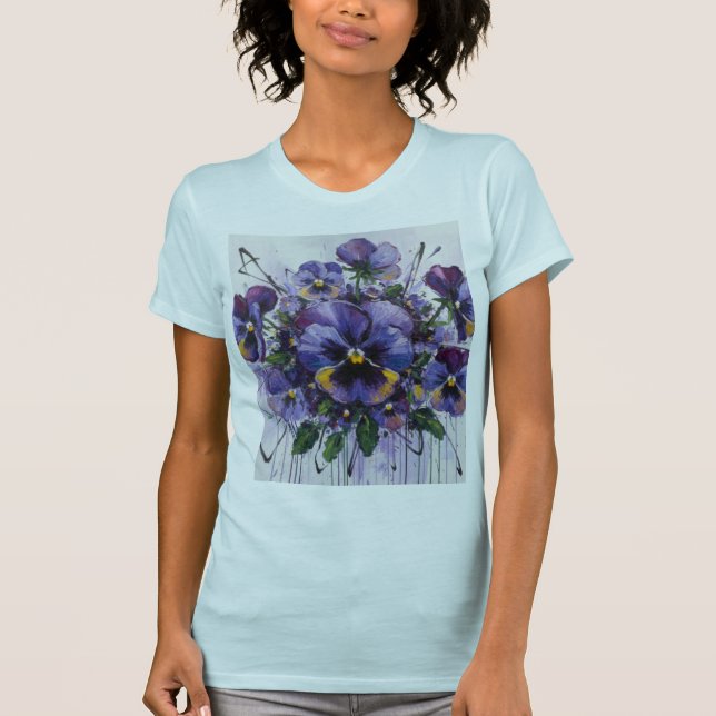T-shirt Pansy Bloom - Artistic Floral T - shirt  (Devant)