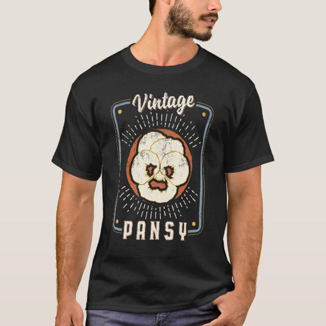 T-shirt Pansy Flower Vintage Retro Classic Love (Devant)