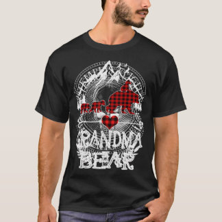 T-shirt Pantalon de Noël Grand-Mère Ours à carreaux rouges
