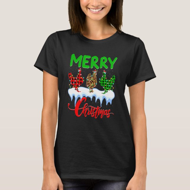 T-shirt Pantalon de Noël joyeux Chicken Pyjama Léopard Buf (Devant)