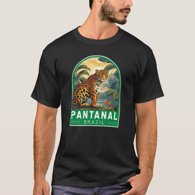 T-shirt Pantanal Brésil Jaguar Voyage Art Vintage (Devant)