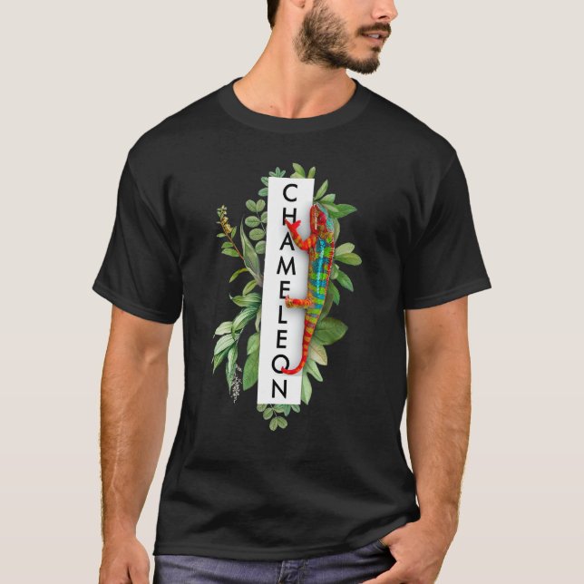 T-shirt Panther Chameleon Tropical Print Chameleon Lizard (Devant)