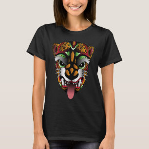 T-shirt Panther Huichol Sugar Crâne Mexicaine Aztec Ocelot