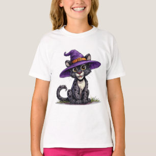 T-shirt Panthère adorable portant un chapeau de sorcière