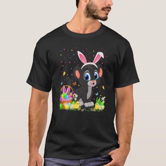 T-shirt Panthère de Pâques Panthère lapin Panthère de chas (Devant)
