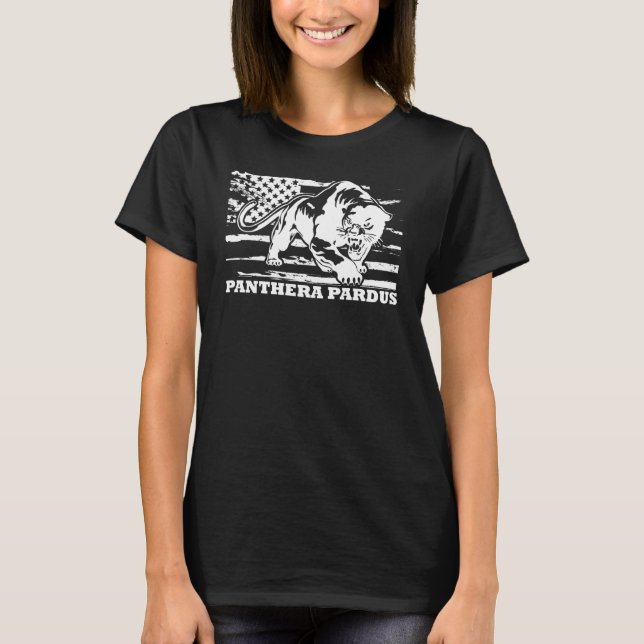T-shirt Panthère Drapeau USA Panthère Gros Chat (Devant)