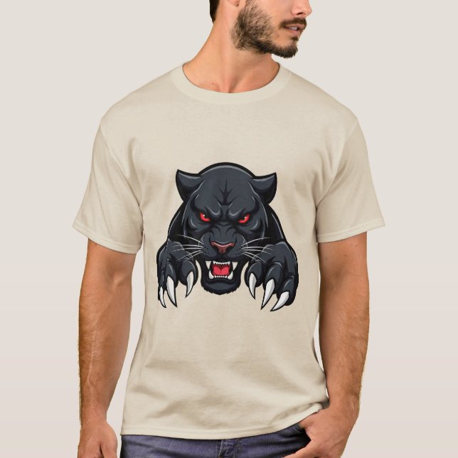T-shirt Panthère noire agressive aux yeux rouges (Devant)