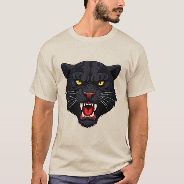 T-shirt Panthère noire agressive aux yeux rouges (Devant)