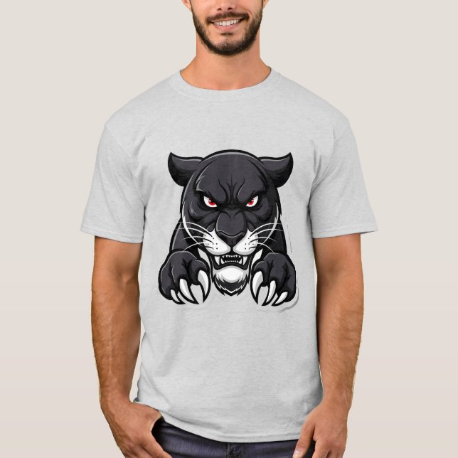 T-shirt Panthère noire agressive aux yeux rouges (Devant)