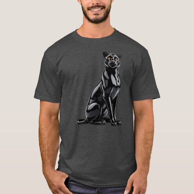 T-shirt Panthère noire et reflets de lumière naturelle. (Devant)