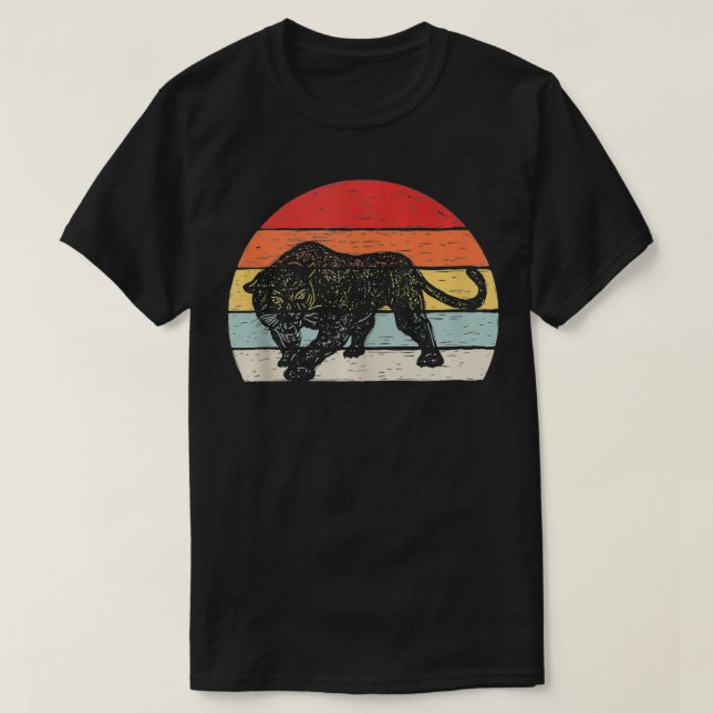 T-shirt Panthère noire rétro vintage (Design devant)