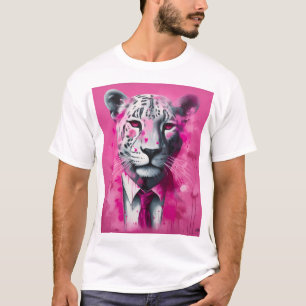 T-shirt panthère rose avec design de costume