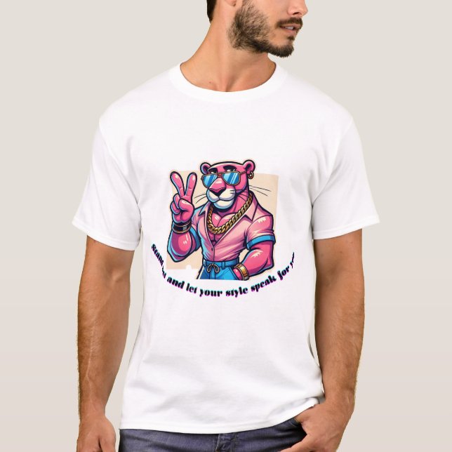 T-shirt Panthère rose élégant avec attitude (Devant)