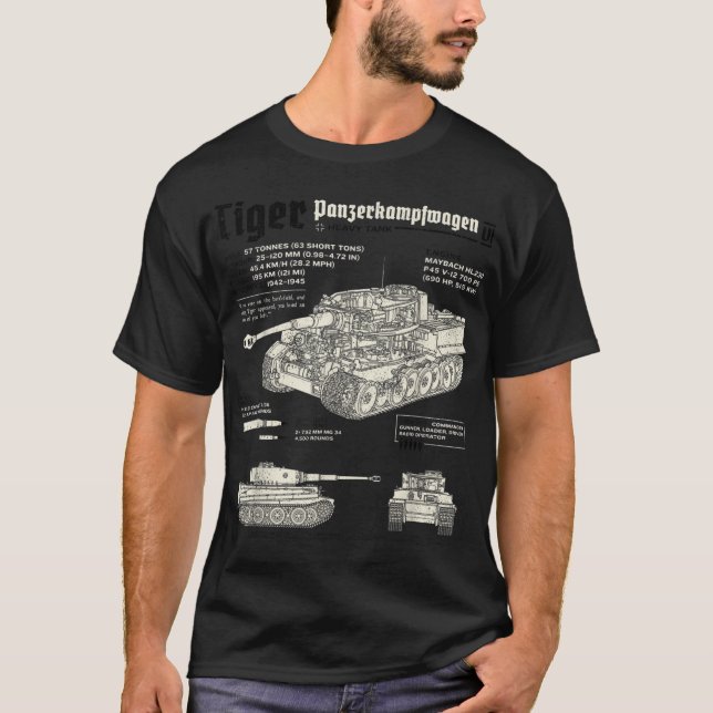 T-shirt Panzer de réservoir de tigre Modèle de la deuxième (Devant)