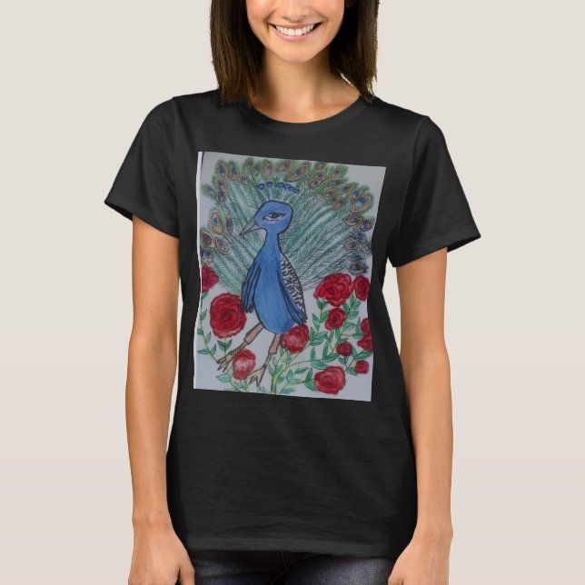 T-shirt Paon amour rose   (Devant)