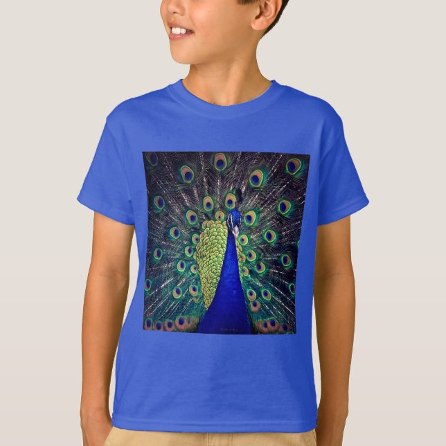 T-shirt Paon bleu cobalt (Devant)