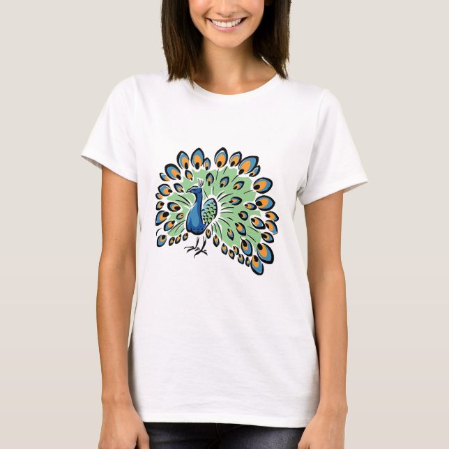 T-shirt Paon coloré de bande dessinée (Devant)