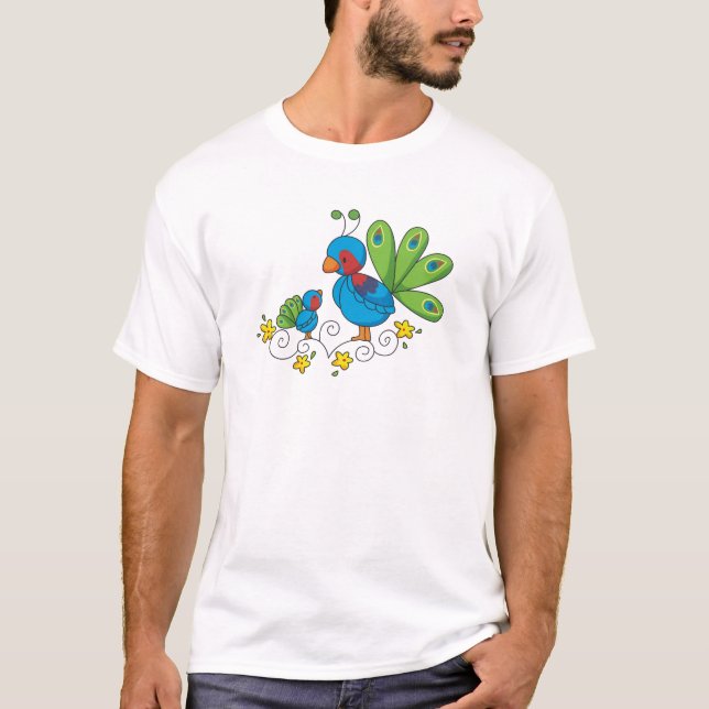 T-shirt Paon de maman et de bébé (Devant)