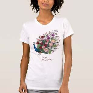 T-shirt Paon de roses, d'orchidées et de lotus floraux lux