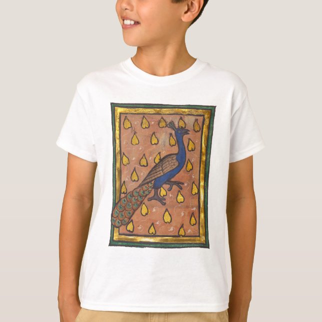 T-shirt Paon du bestiaire médiéval v. 1270 (Devant)