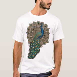 T-shirt Paon magnifique avec un éventail de plumes artisti