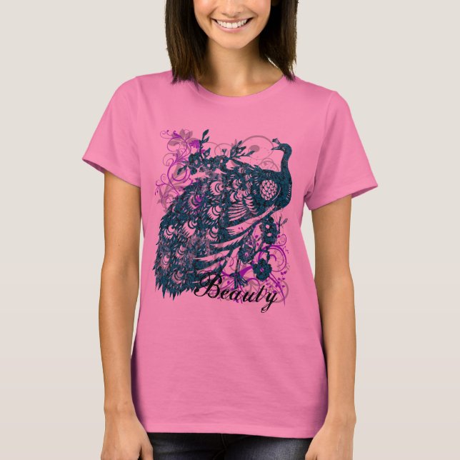 T-shirt Paon pourpre d'Aqua, conception customisée des (Devant)