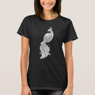 T-shirt Paon Vintage Graphisme D'animaux Oiseaux Mignons