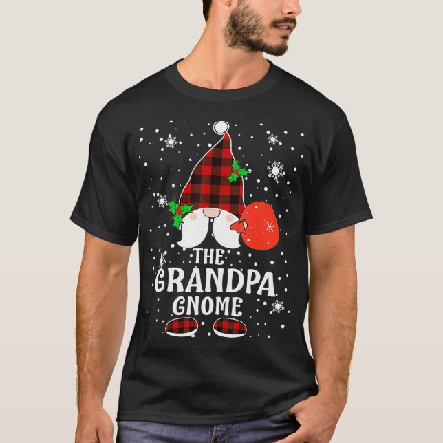 T-shirt Pap Grand Gnome Buffalo Plaid Famille de Noël (Devant)