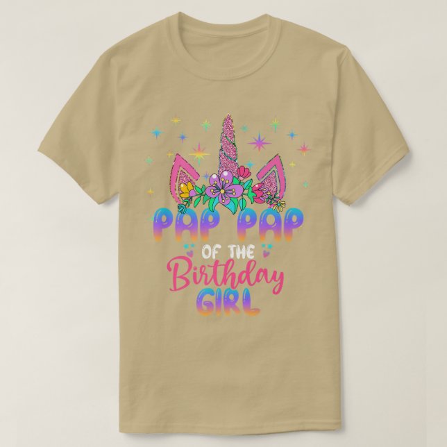 T-shirt Pap Pap De La Fille Anniversaire Unicorn Anniversa (Design devant)