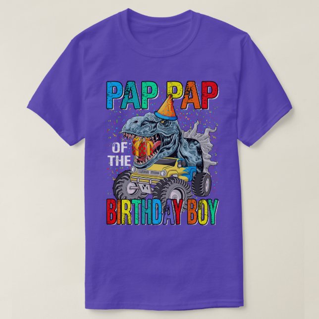 T-shirt Pap Pap De L'Anniversaire Monster Camion Dinosaur (Design devant)