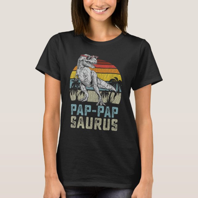 T-shirt Pap Papsaurus Rex Dinosaur Pap Pap Saurus Family M (Devant)