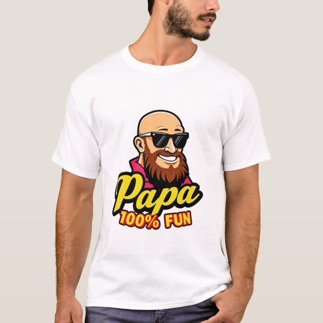 T-shirt Papa 100% fun  (Devant)