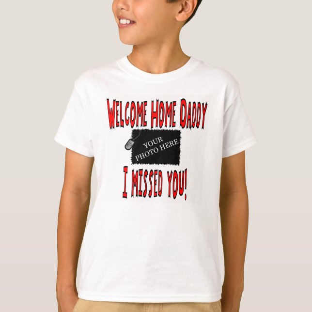 T-shirt Papa à la maison bienvenu personnalisé d'usmc (Devant)