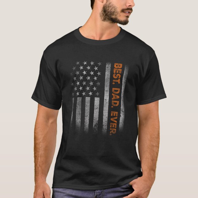 T-shirt Papa American Drapeau Père Fête Cadeau de la fille (Devant)