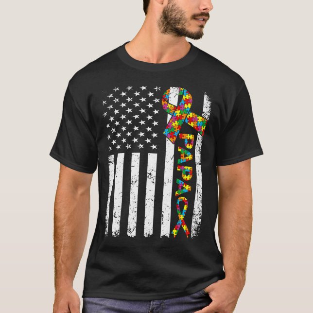T-shirt Papa American Flag Family Matchi (Devant)