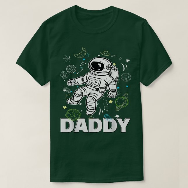 T-shirt Papa Anniversaire Funny Astronaut planètes spatial (Design devant)