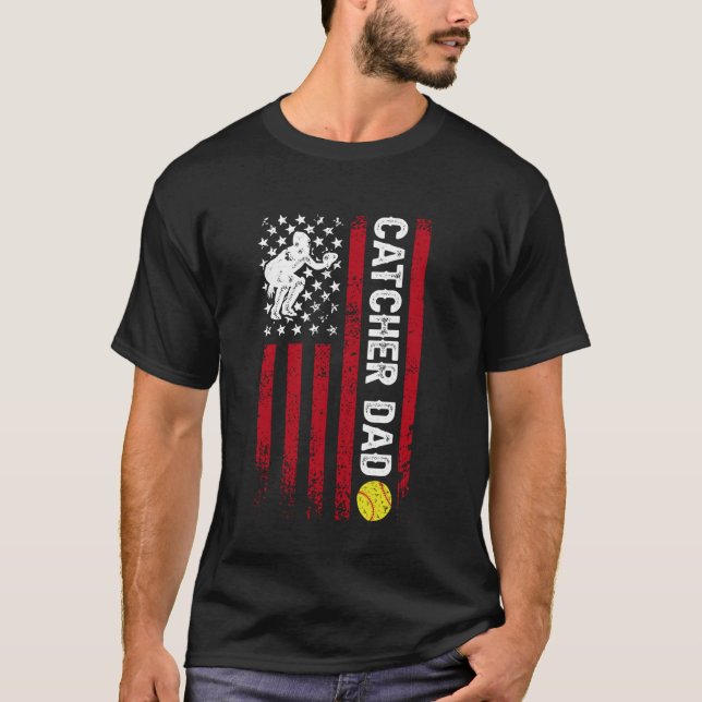 T-shirt Papa Attrapeur De Softball D'un Père Attrapeur De  (Devant)