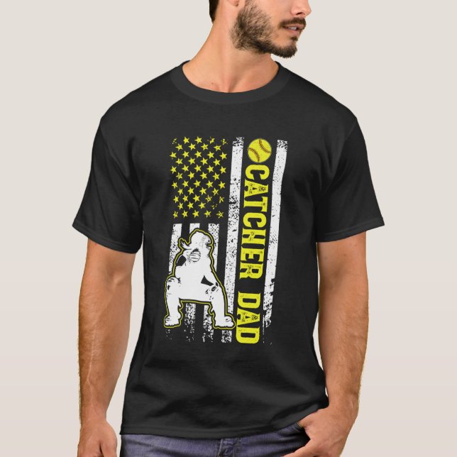 T-shirt Papa Attrapeur De Softball D'un Père Attrapeur De  (Devant)