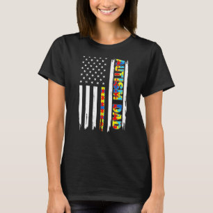 T-shirt Papa autiste Chemise du drapeau américain en détre