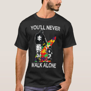 T-shirt Papa autiste soutien seul énigme Tu ne marcheras j